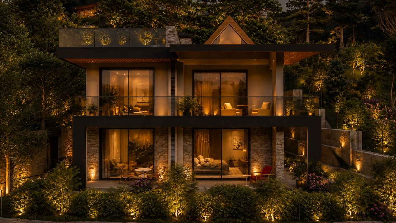 Cedarcourt Hollow — inward-focused villa with a central light atrium.